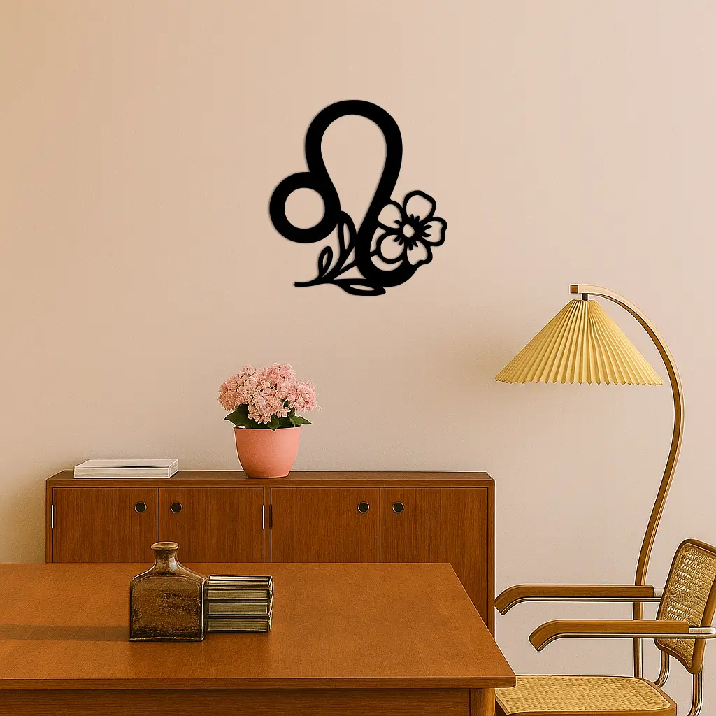 Leo Zodiac Sign Floral Metal Wall Art – Astrology-Inspired Home Decor - KAFGP080 by Enova Art