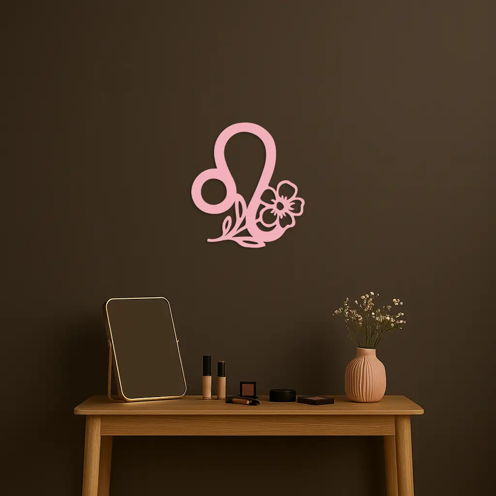 Leo Zodiac Sign Floral Metal Wall Art – Astrology-Inspired Home Decor - KAFGP080 by Enova Art