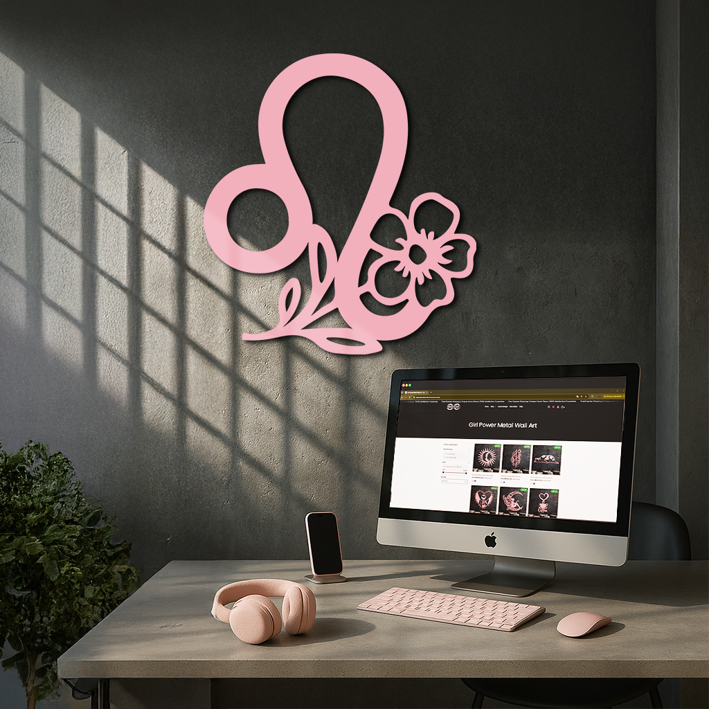 Leo Zodiac Sign Floral Metal Wall Art – Astrology-Inspired Home Decor - KAFGP080 by Enova Art