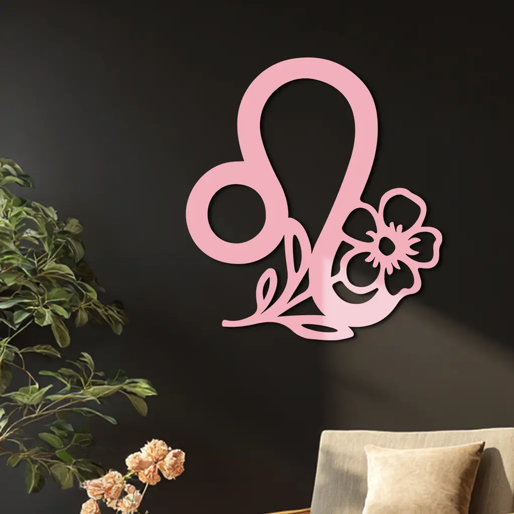 Leo Zodiac Sign Floral Metal Wall Art – Astrology-Inspired Home Decor - KAFGP080 by Enova Art