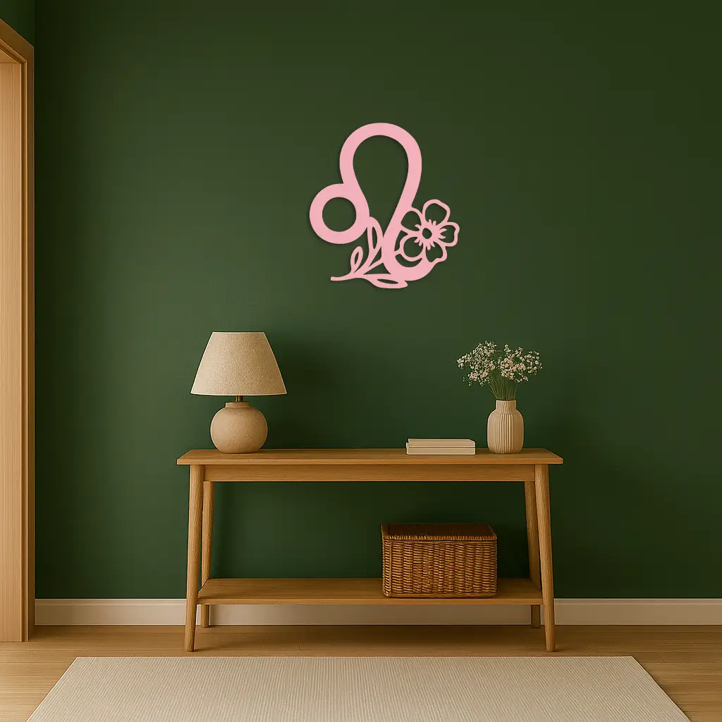Leo Zodiac Sign Floral Metal Wall Art – Astrology-Inspired Home Decor - KAFGP080 by Enova Art
