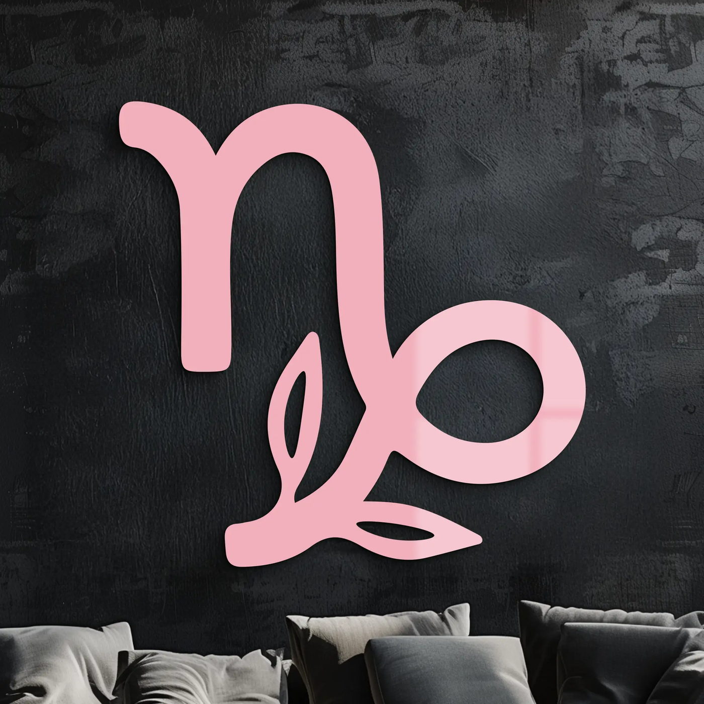 Capricorn Zodiac Symbol Metal Wall Art – Floral Astrology Home Decor - KAFGP081 by Enova Art