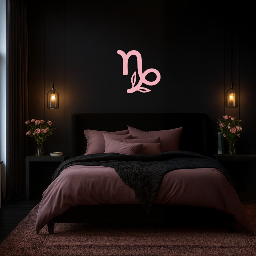 Capricorn Zodiac Symbol Metal Wall Art – Floral Astrology Home Decor - KAFGP081 by Enova Art