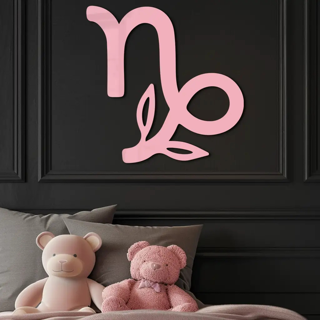 Capricorn Zodiac Symbol Metal Wall Art – Floral Astrology Home Decor - KAFGP081 by Enova Art