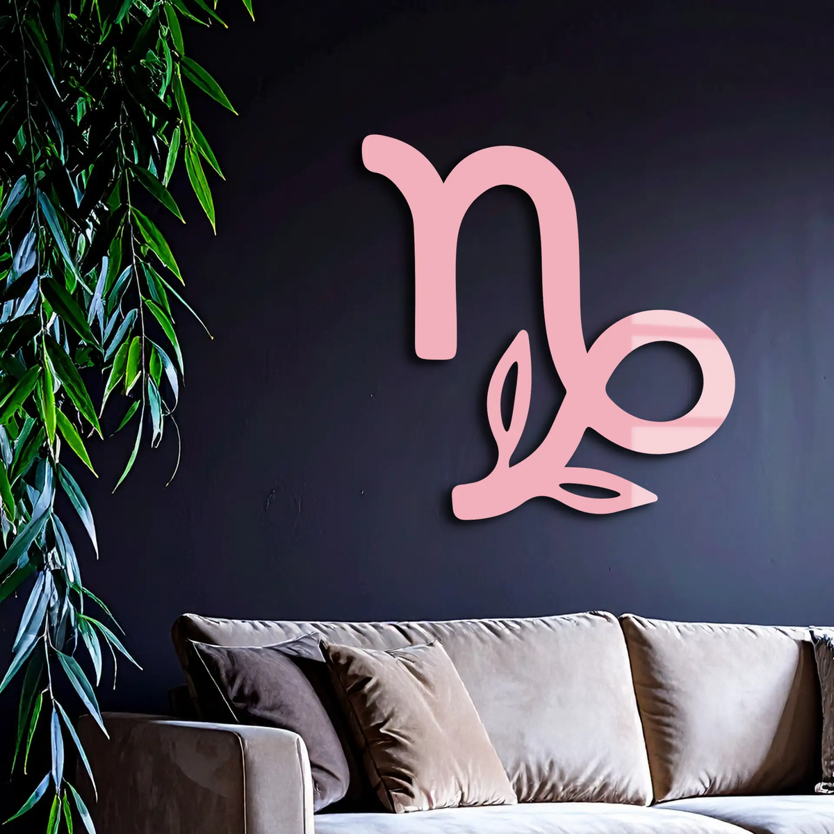 Capricorn Zodiac Symbol Metal Wall Art – Floral Astrology Home Decor - KAFGP081 by Enova Art