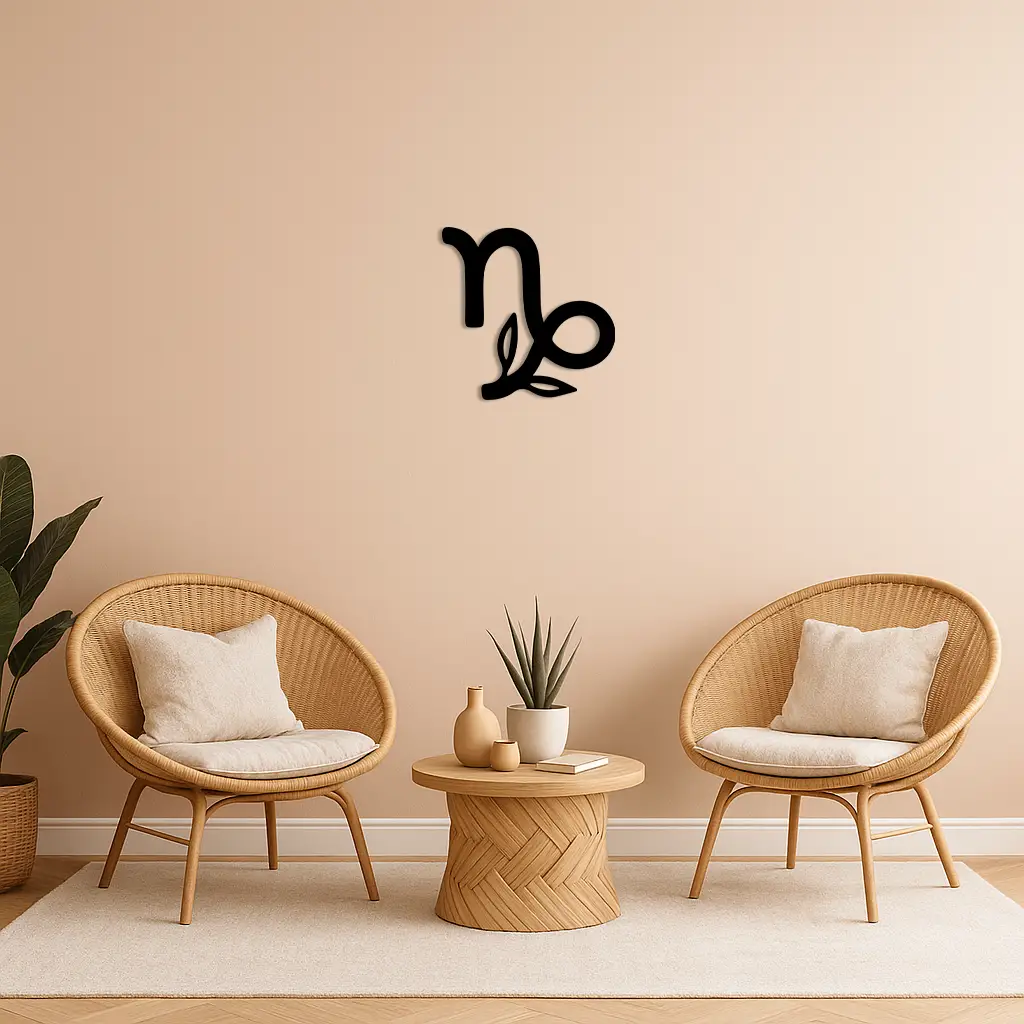 Capricorn Zodiac Symbol Metal Wall Art – Floral Astrology Home Decor - KAFGP081 by Enova Art