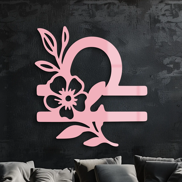 Libra Zodiac Sign Floral Metal Wall Art – Astrology Inspired Home Decor - KAFGP083