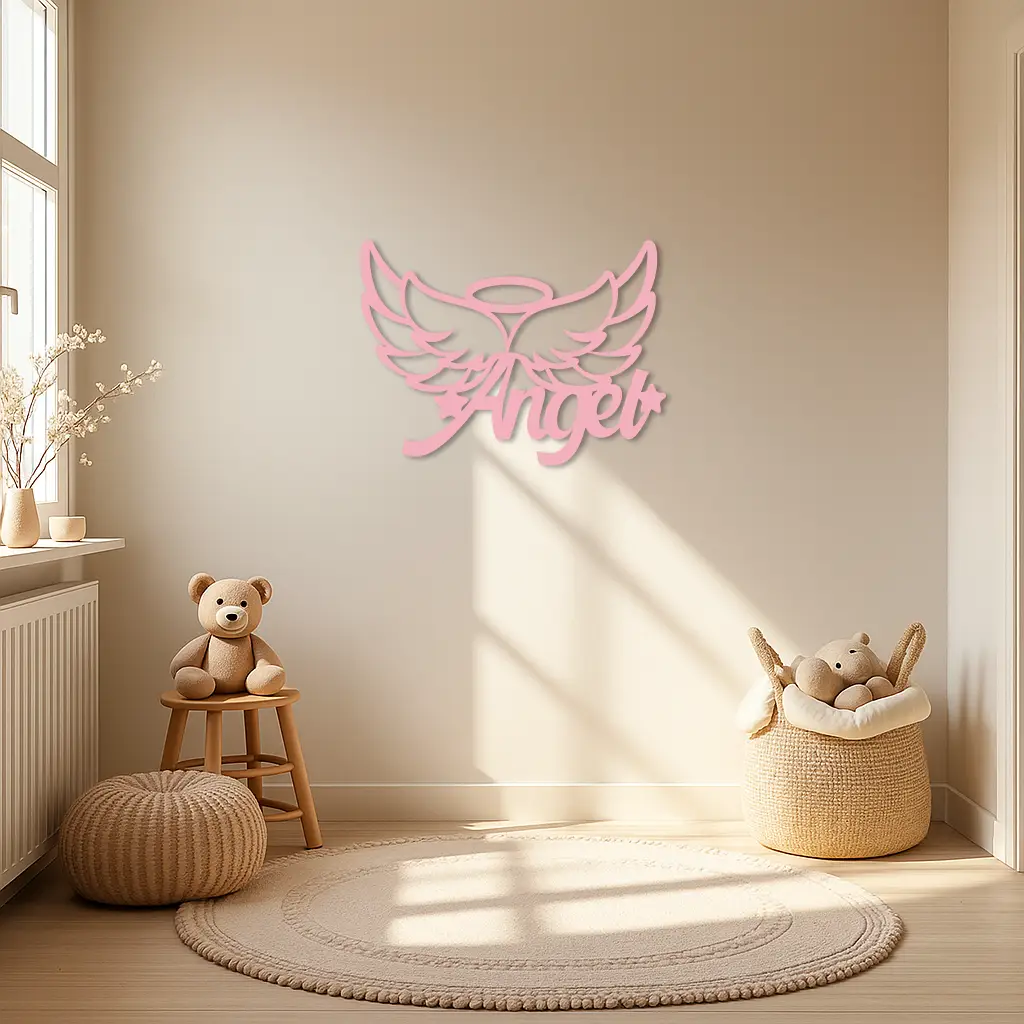 Angel Wings with Halo Metal Wall Art – Modern Spiritual Decor - KAFGP084 by Enova Art