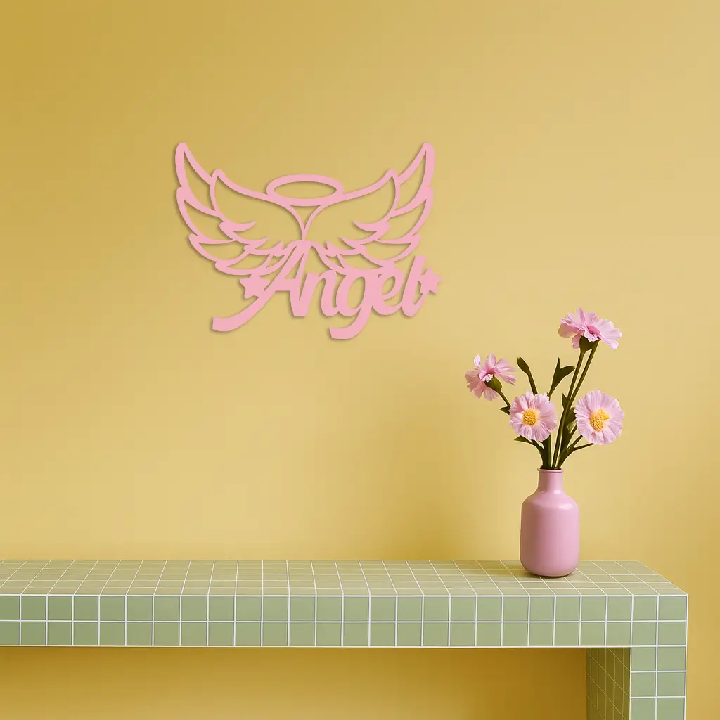 Angel Wings with Halo Metal Wall Art – Modern Spiritual Decor - KAFGP084 by Enova Art