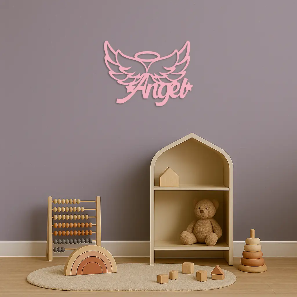 Angel Wings with Halo Metal Wall Art – Modern Spiritual Decor - KAFGP084 by Enova Art