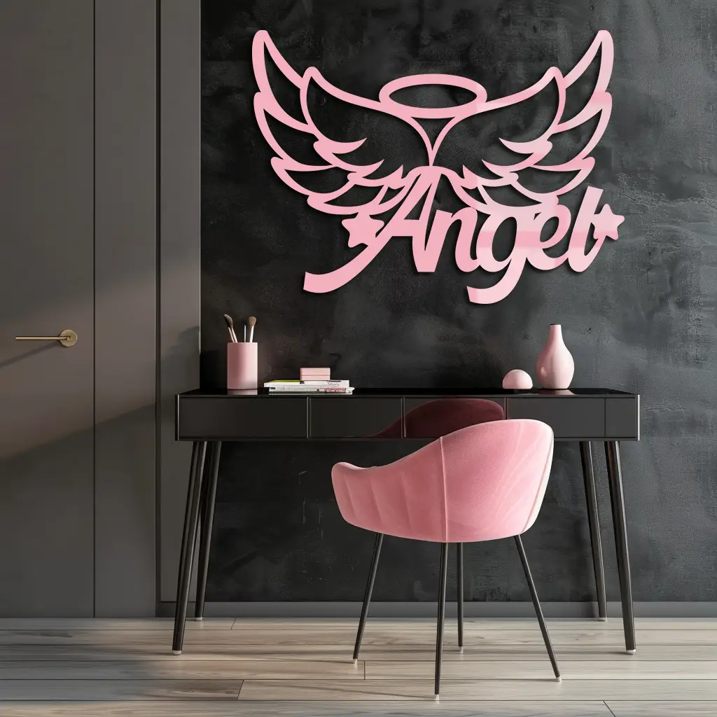 Angel Wings with Halo Metal Wall Art – Modern Spiritual Decor - KAFGP084 by Enova Art