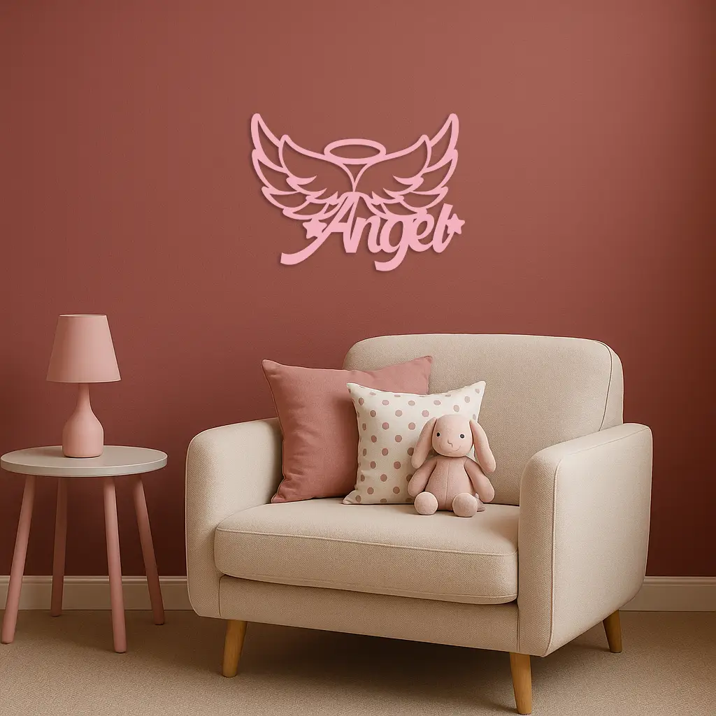 Angel Wings with Halo Metal Wall Art – Modern Spiritual Decor - KAFGP084 by Enova Art