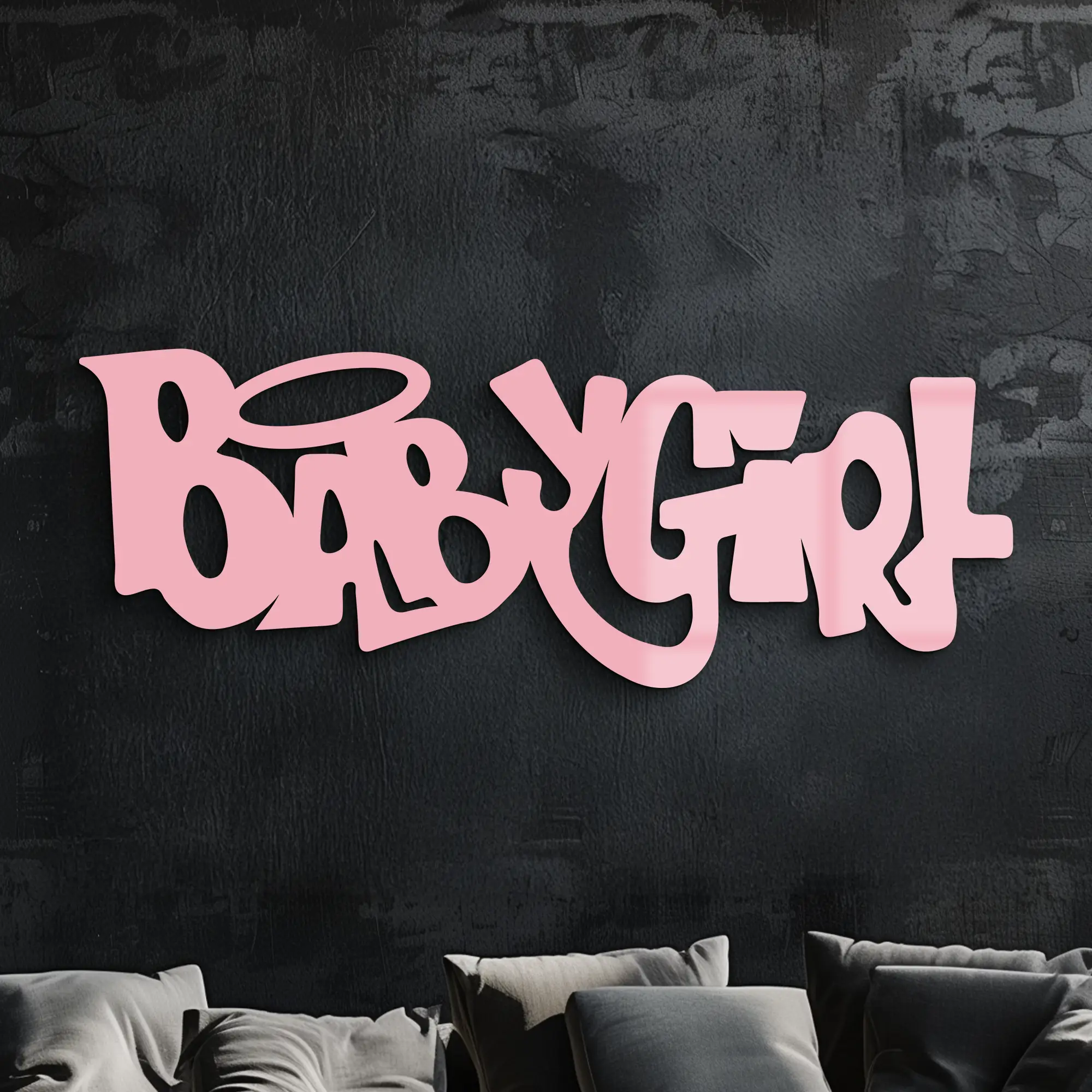 Babygirl Text Metal Wall Art – Modern Typography Home Decor - KAFGP086 by Enova Art