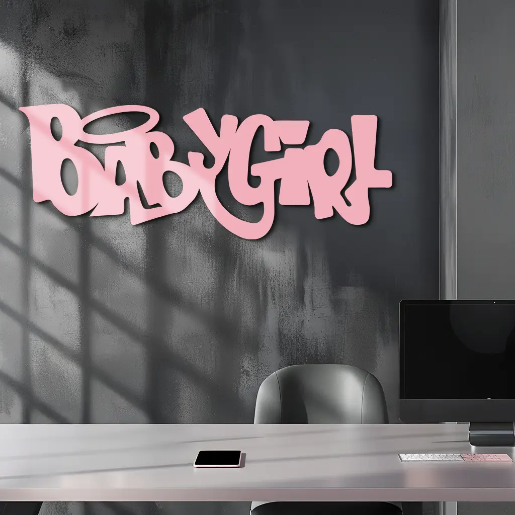 Babygirl Text Metal Wall Art – Modern Typography Home Decor - KAFGP086 by Enova Art