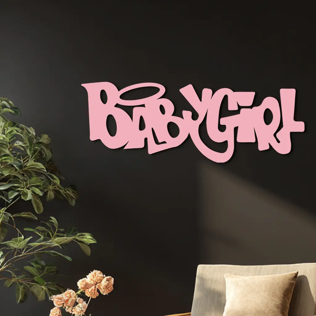 Babygirl Text Metal Wall Art – Modern Typography Home Decor - KAFGP086 by Enova Art