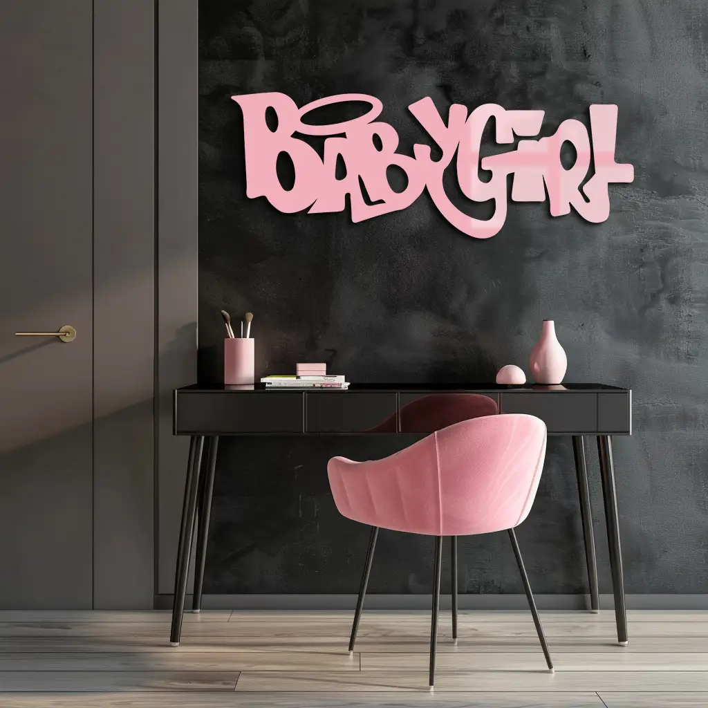 Babygirl Text Metal Wall Art – Modern Typography Home Decor - KAFGP086 by Enova Art
