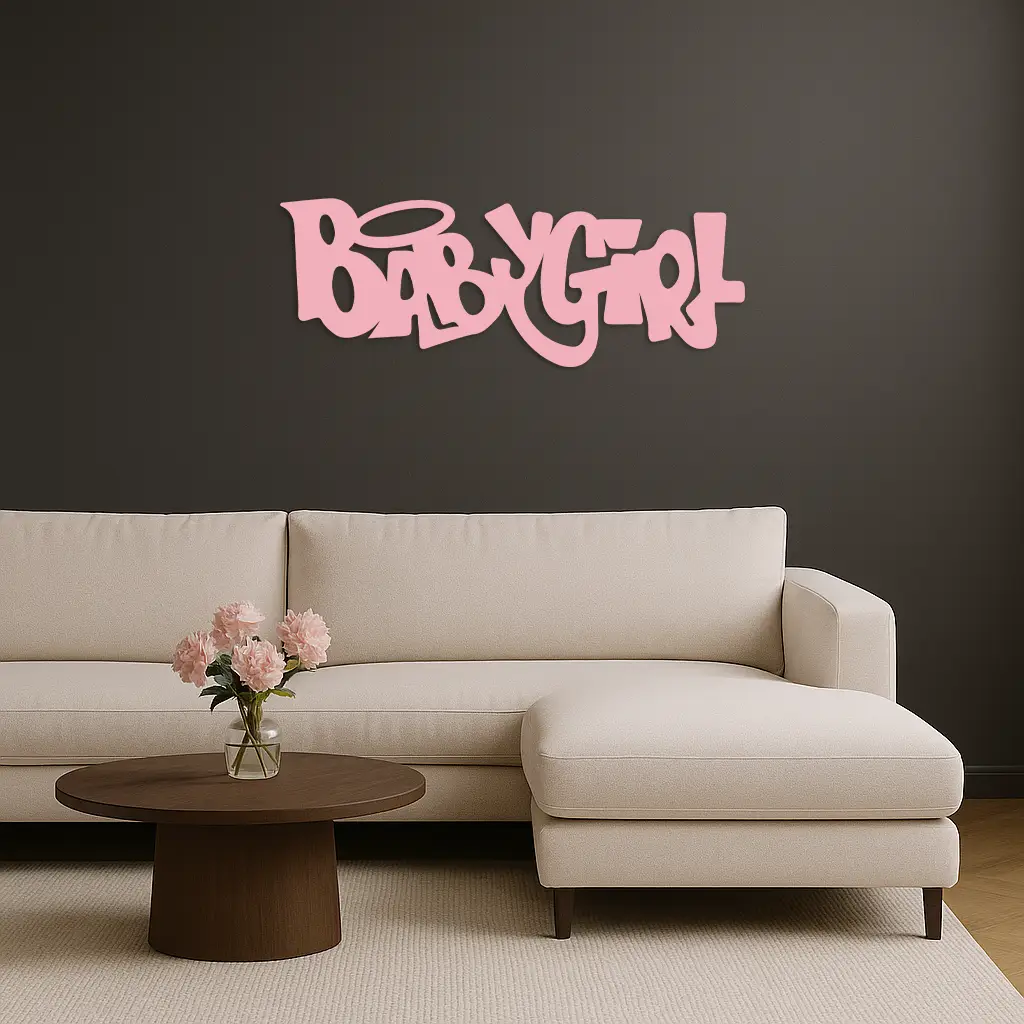 Babygirl Text Metal Wall Art – Modern Typography Home Decor - KAFGP086 by Enova Art