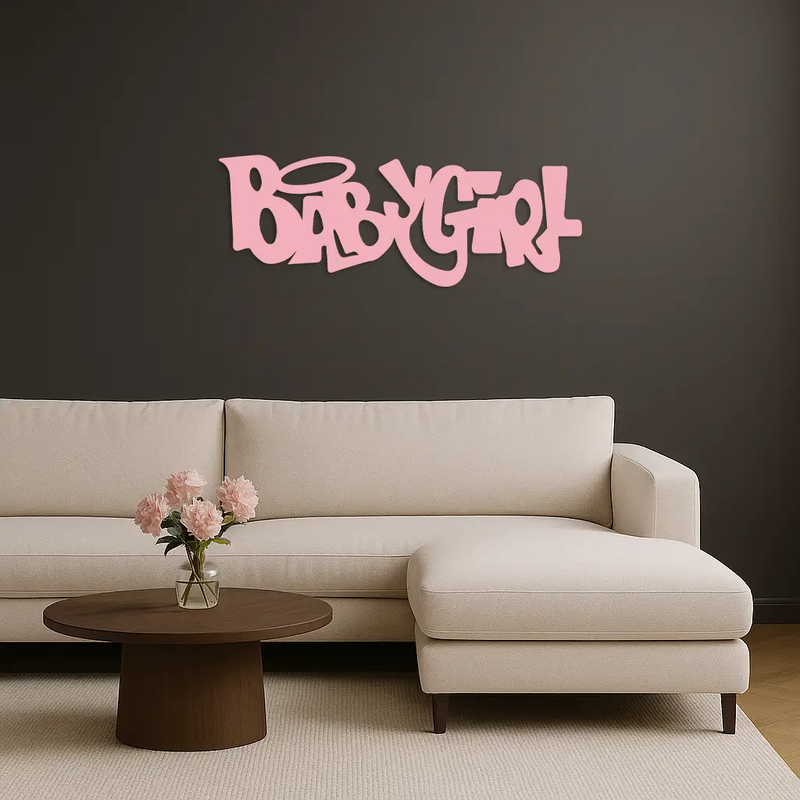 Babygirl Text Metal Wall Art – Modern Typography Home Decor - KAFGP086 by Enova Art