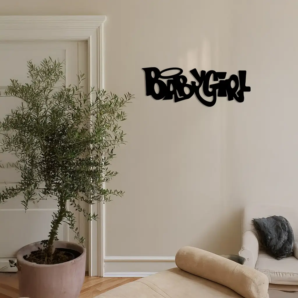 Babygirl Text Metal Wall Art – Modern Typography Home Decor - KAFGP086 by Enova Art