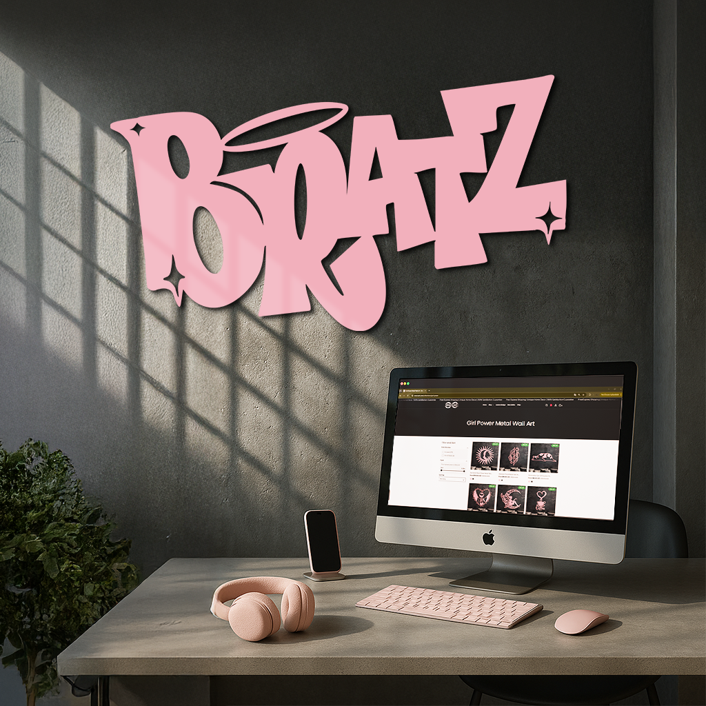 Bratz Logo Inspired Metal Wall Art – Trendy Retro Room Decor - KAFGP088 by Enova Art