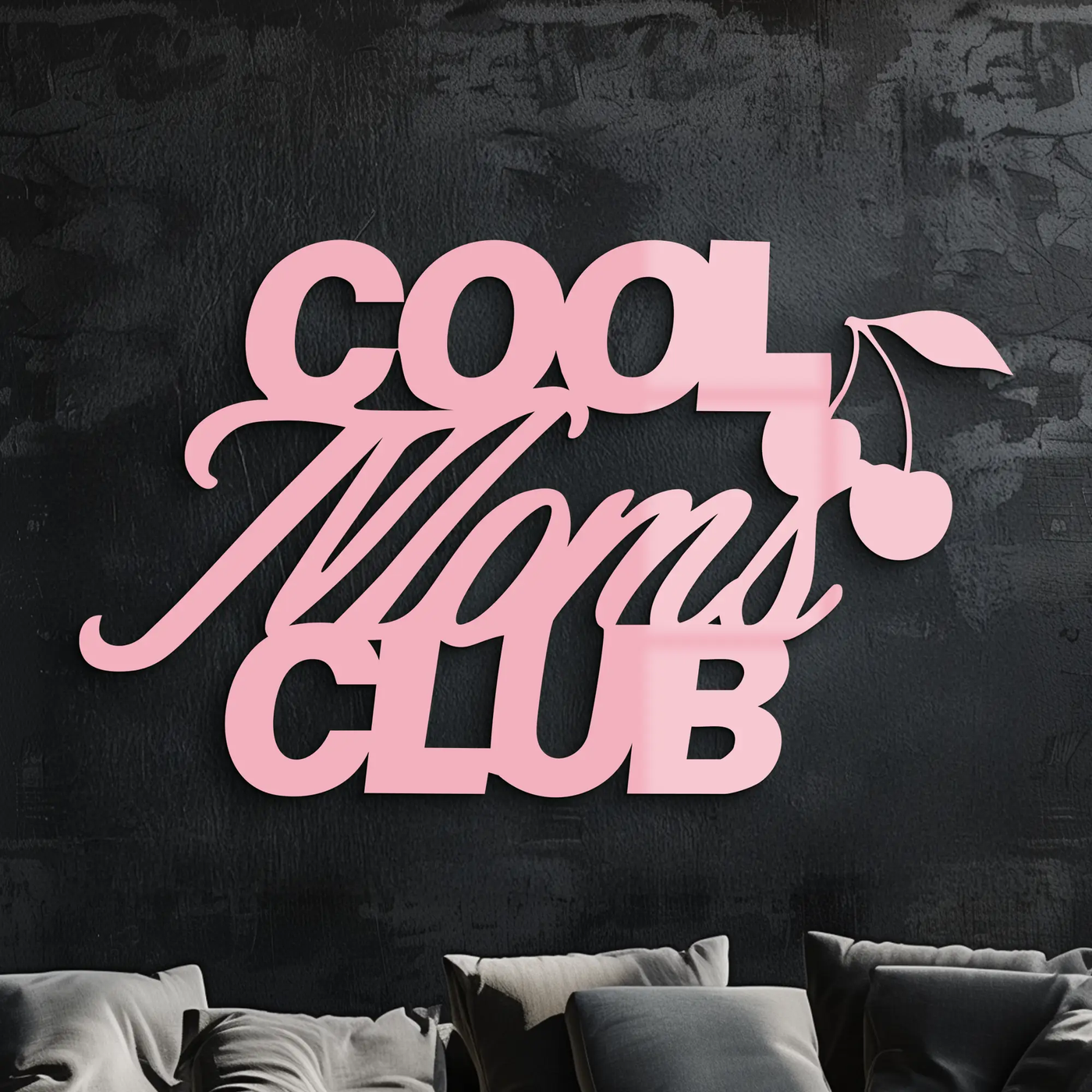 Cool Moms Club Typography Metal Wall Art – Cherry Accent Decorative Sign - KAFGP089 by Enova Art