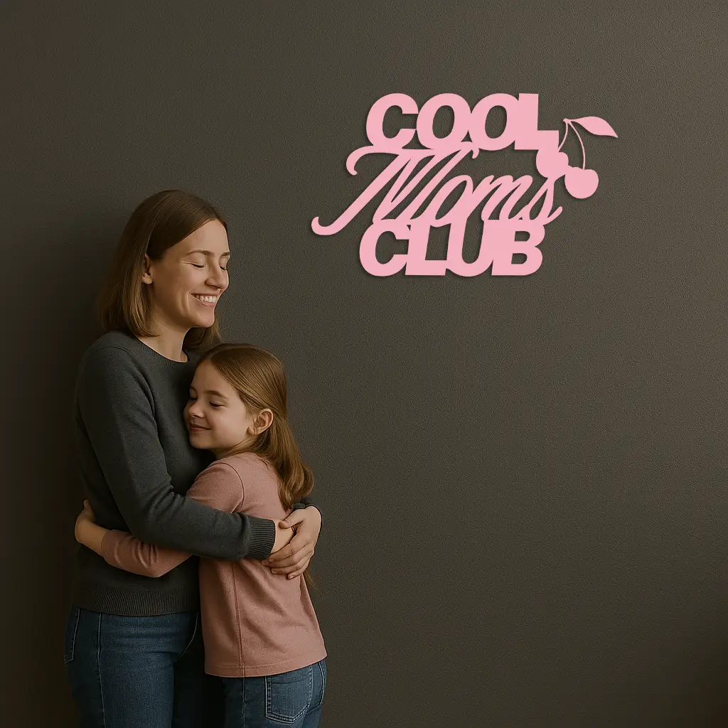 Cool Moms Club Typography Metal Wall Art – Cherry Accent Decorative Sign - KAFGP089 by Enova Art