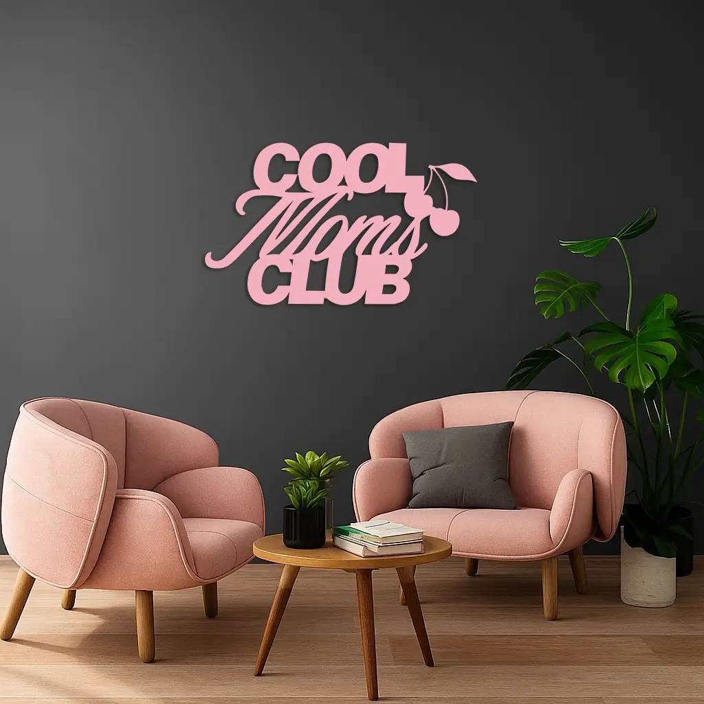 Cool Moms Club Typography Metal Wall Art – Cherry Accent Decorative Sign - KAFGP089 by Enova Art