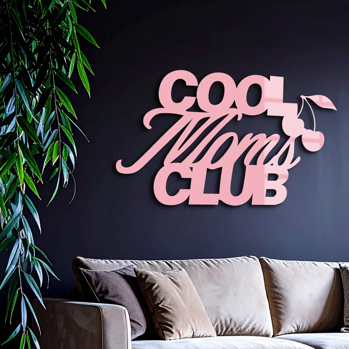 Cool Moms Club Typography Metal Wall Art – Cherry Accent Decorative Sign - KAFGP089 by Enova Art