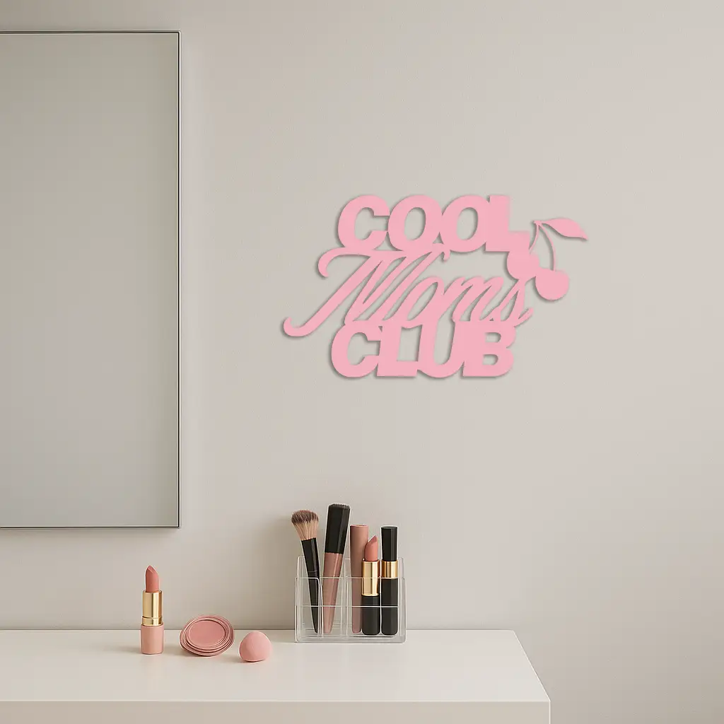 Cool Moms Club Typography Metal Wall Art – Cherry Accent Decorative Sign - KAFGP089 by Enova Art