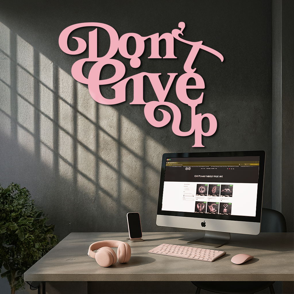 Don’t Give Up Motivational Quote Metal Wall Art – Inspirational Typography Decor - KAFGP091 by Enova Art