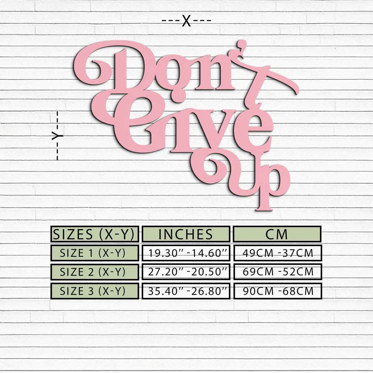 Don’t Give Up Motivational Quote Metal Wall Art – Inspirational Typography Decor - KAFGP091 by Enova Art
