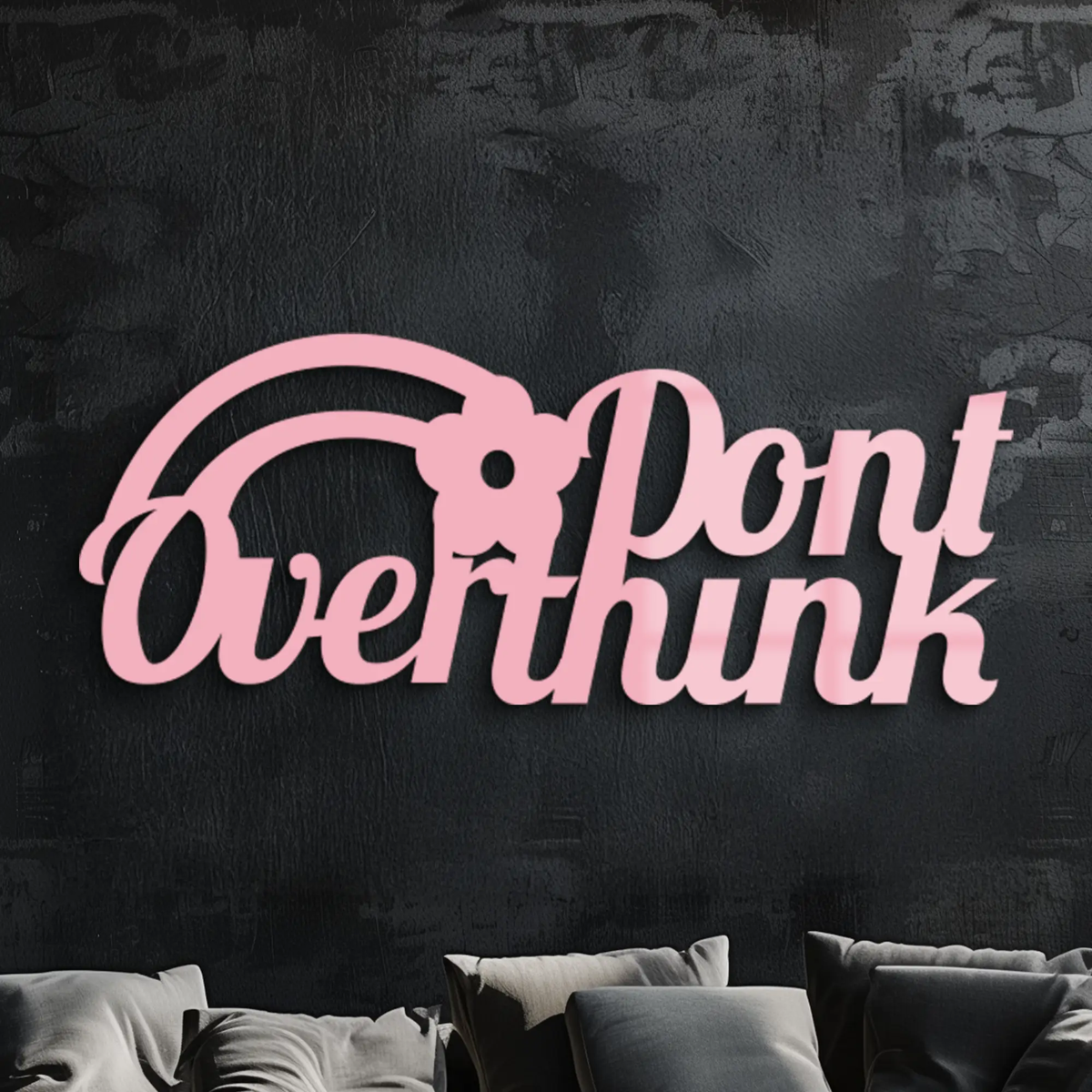 Don't Overthink Metal Wall Art – Inspirational Quote Silhouette Decor - KAFGP092 by Enova Art