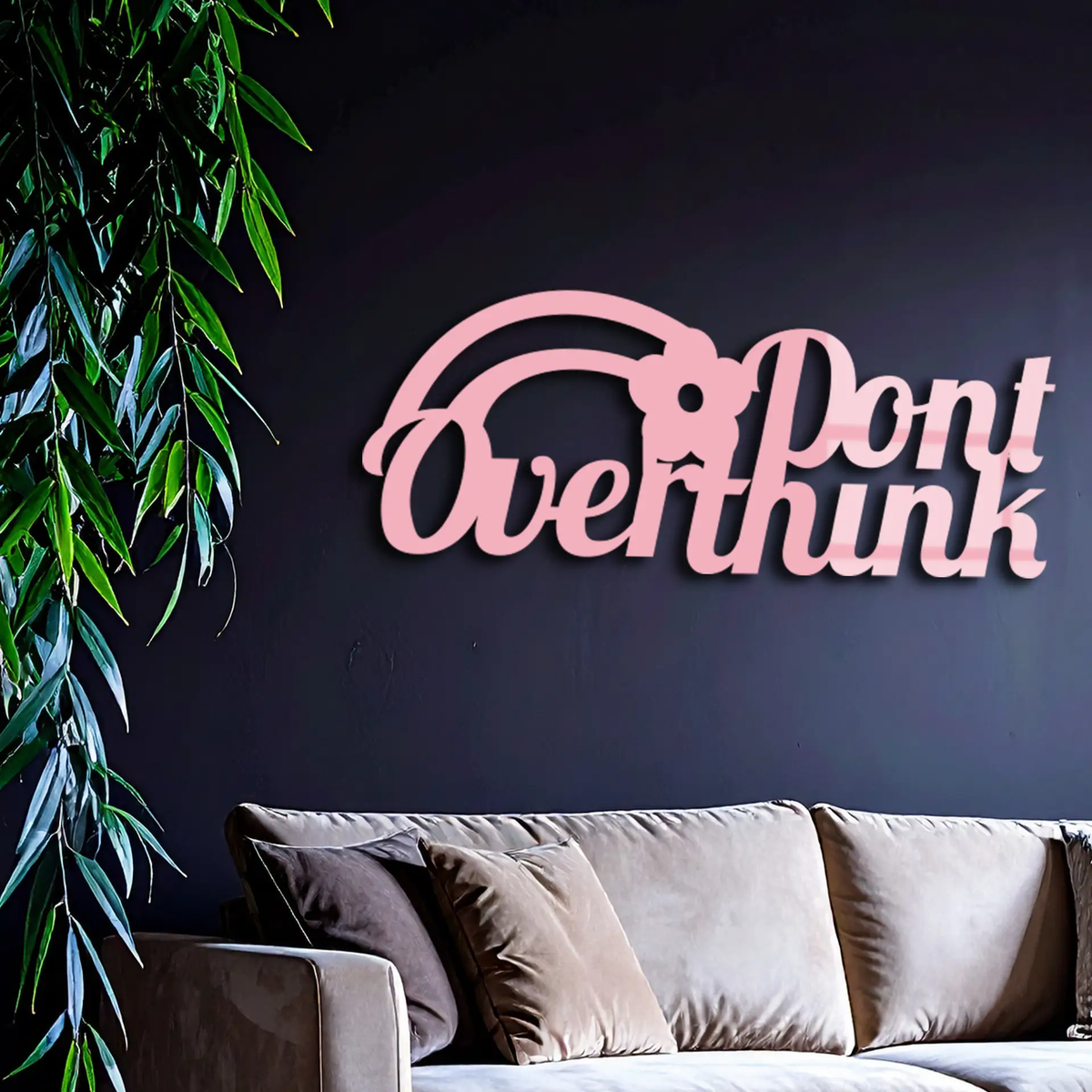 Don't Overthink Metal Wall Art – Inspirational Quote Silhouette Decor - KAFGP092 by Enova Art