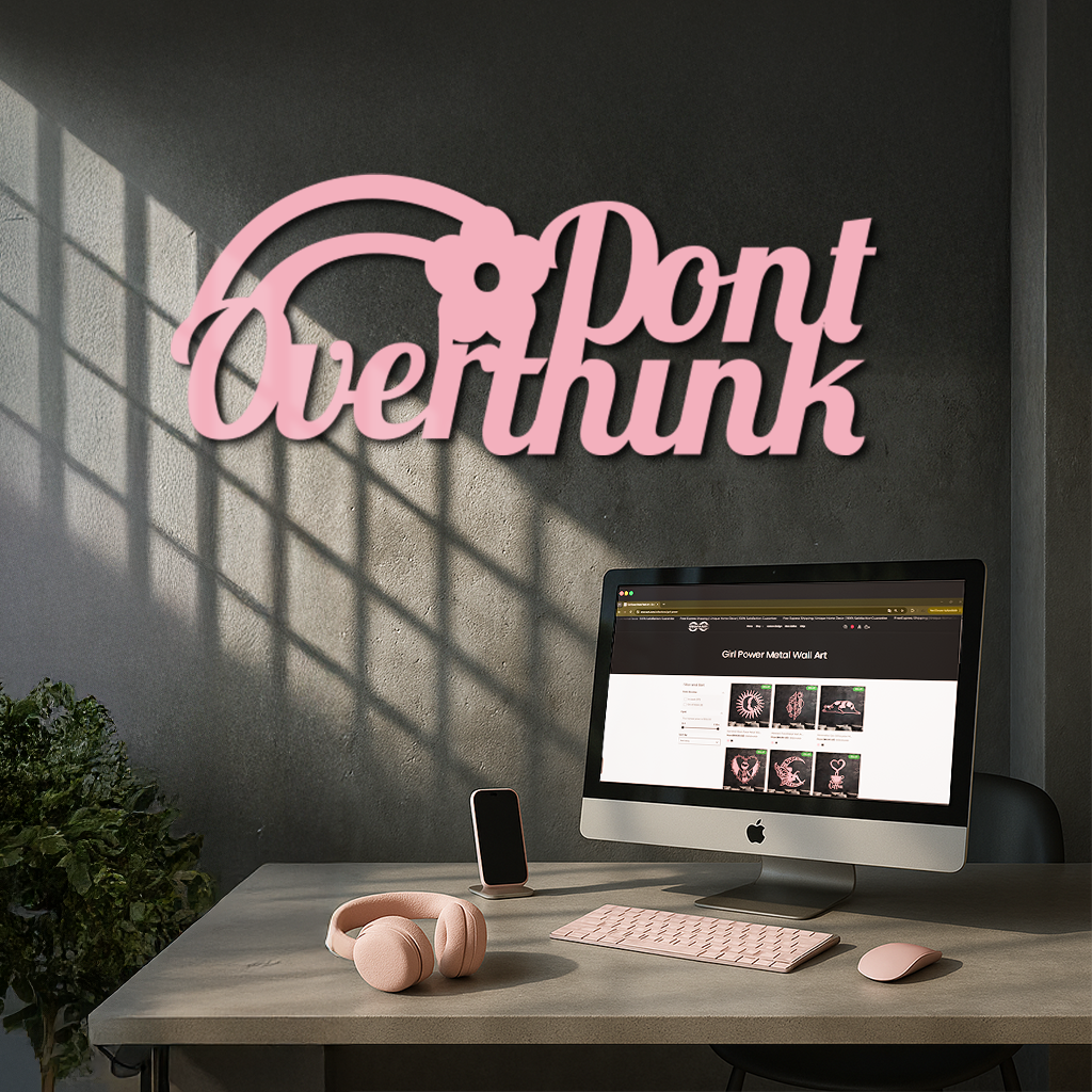 Don't Overthink Metal Wall Art – Inspirational Quote Silhouette Decor - KAFGP092 by Enova Art