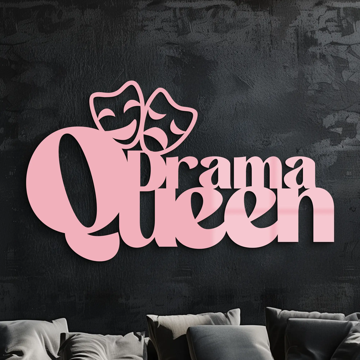 Drama Queen Metal Wall Art – Theatrical Comedy & Tragedy Mask Design - KAFGP093 by Enova Art
