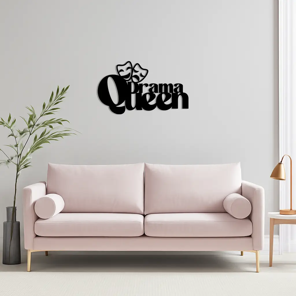 Drama Queen Metal Wall Art – Theatrical Comedy & Tragedy Mask Design - KAFGP093 by Enova Art
