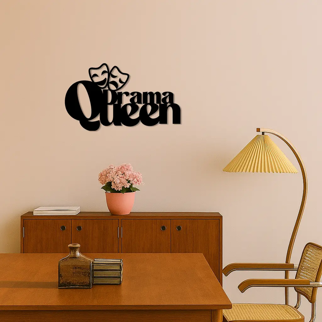 Drama Queen Metal Wall Art – Theatrical Comedy & Tragedy Mask Design - KAFGP093 by Enova Art