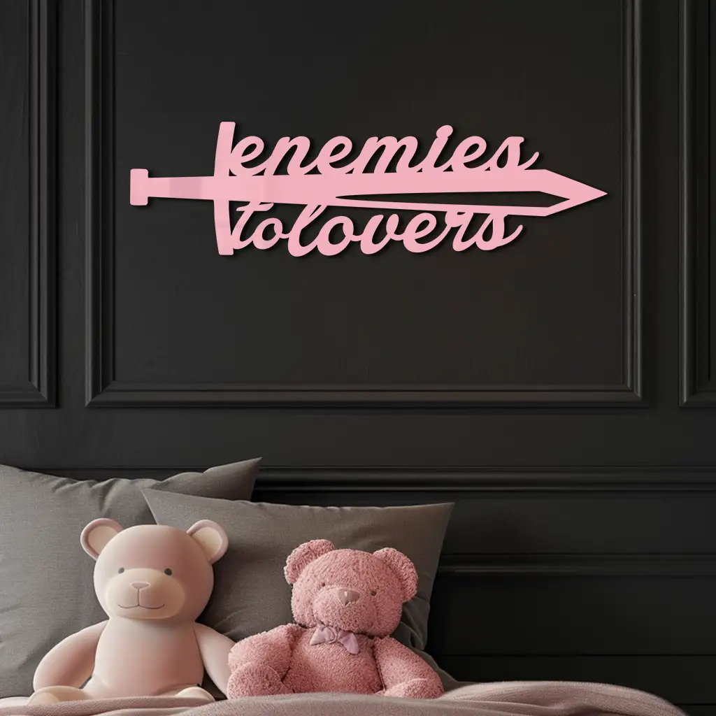 Enemies to Lovers Sword Quote Metal Wall Art – Romantic Typography Decor - KAFGP094 by Enova Art