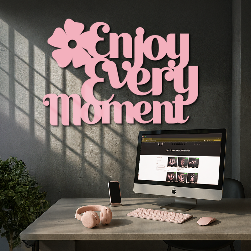 Enjoy Every Moment Metal Wall Art – Inspirational Quote Home Decor - KAFGP095 by Enova Art