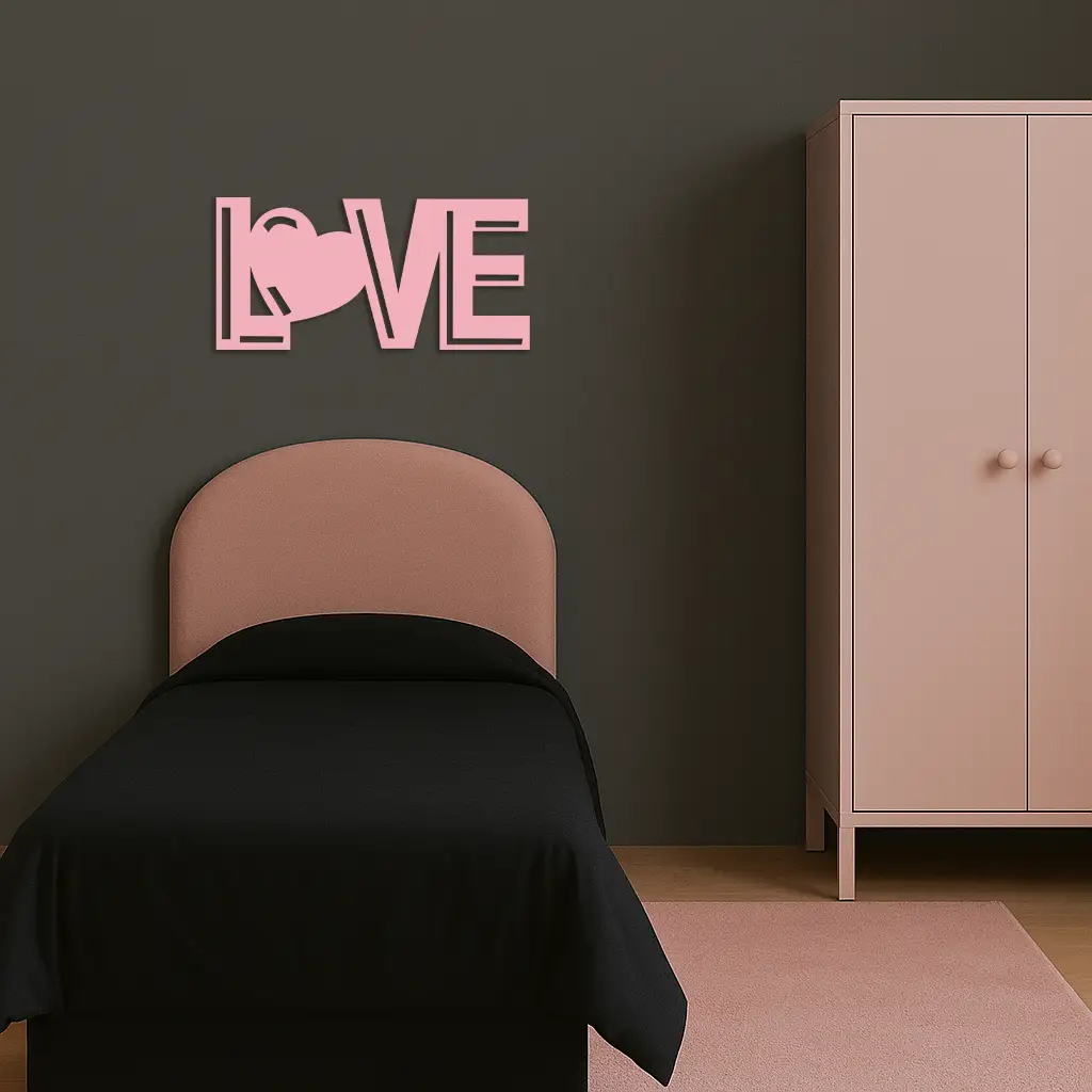 LOVE Heart Typography Metal Wall Art – Modern Romantic Decor - KAFGP097 by Enova Art