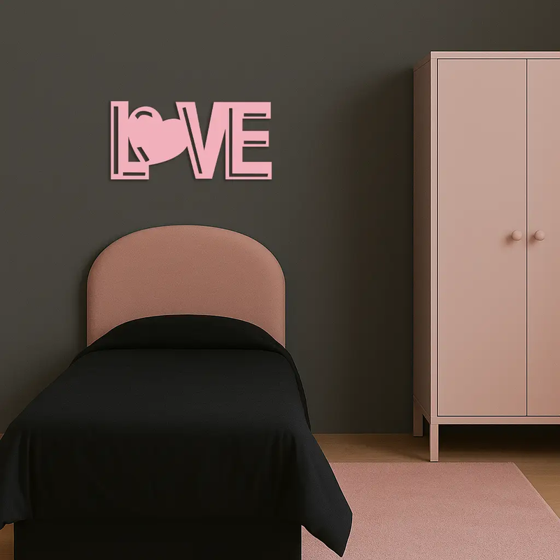LOVE Heart Typography Metal Wall Art – Modern Romantic Decor - KAFGP097 by Enova Art