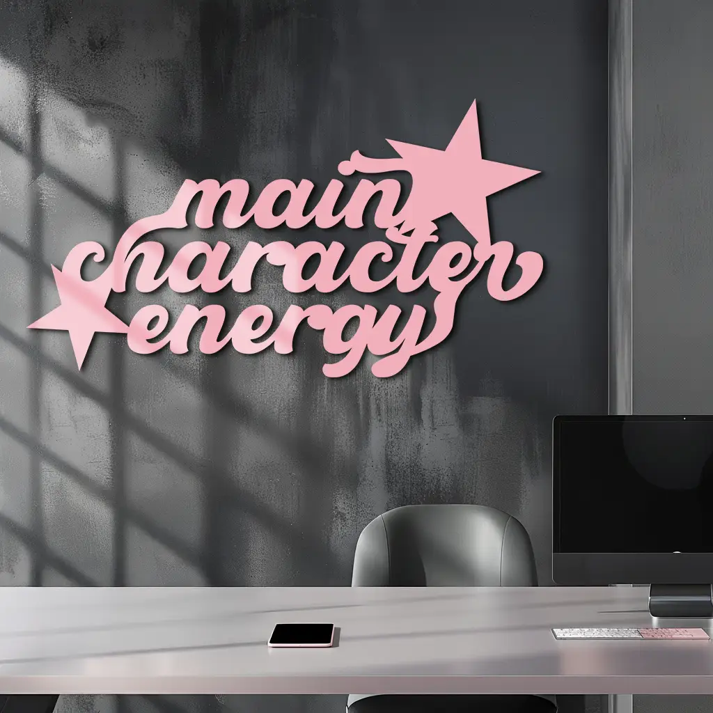 Main Character Energy Metal Wall Art – Bold Motivational Quote Sign - KAFGP098 by Enova Art