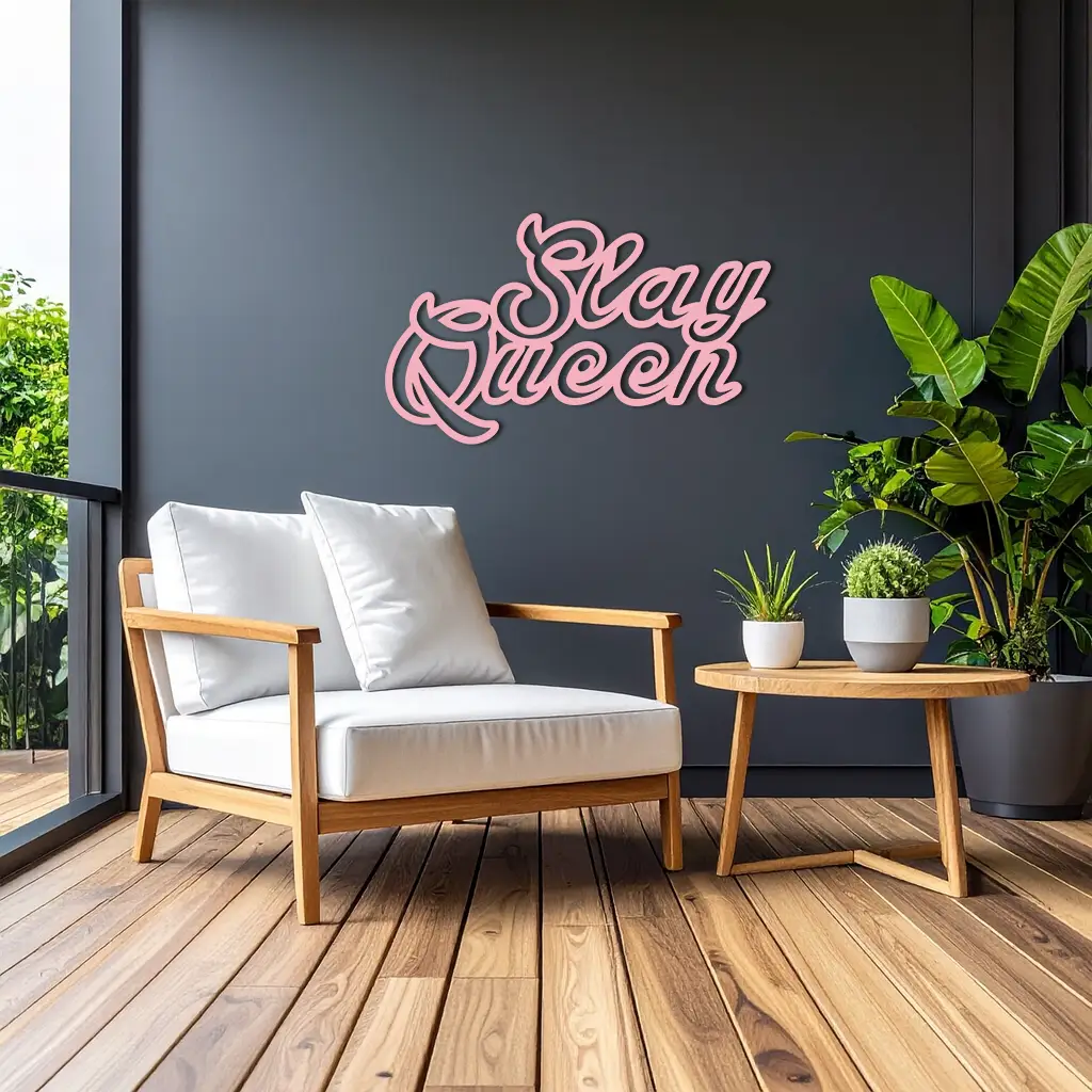 Slay Queen Typography Metal Wall Art – Feminine Empowerment Design - KAFGP106 by Enova Art
