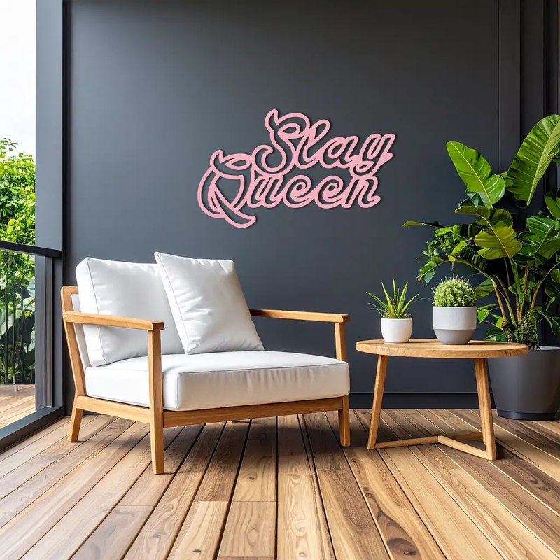 Slay Queen Typography Metal Wall Art – Feminine Empowerment Design - KAFGP106 by Enova Art