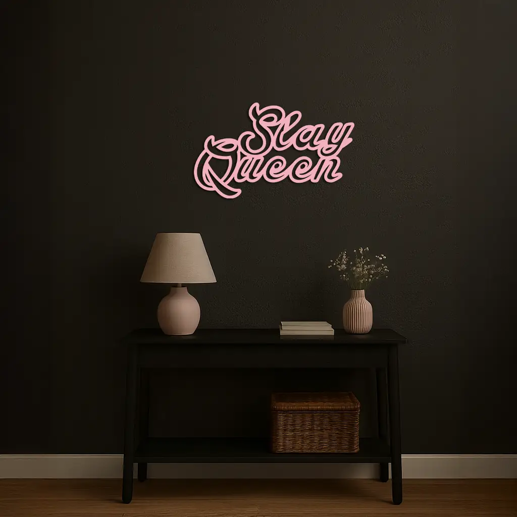 Slay Queen Typography Metal Wall Art – Feminine Empowerment Design - KAFGP106 by Enova Art