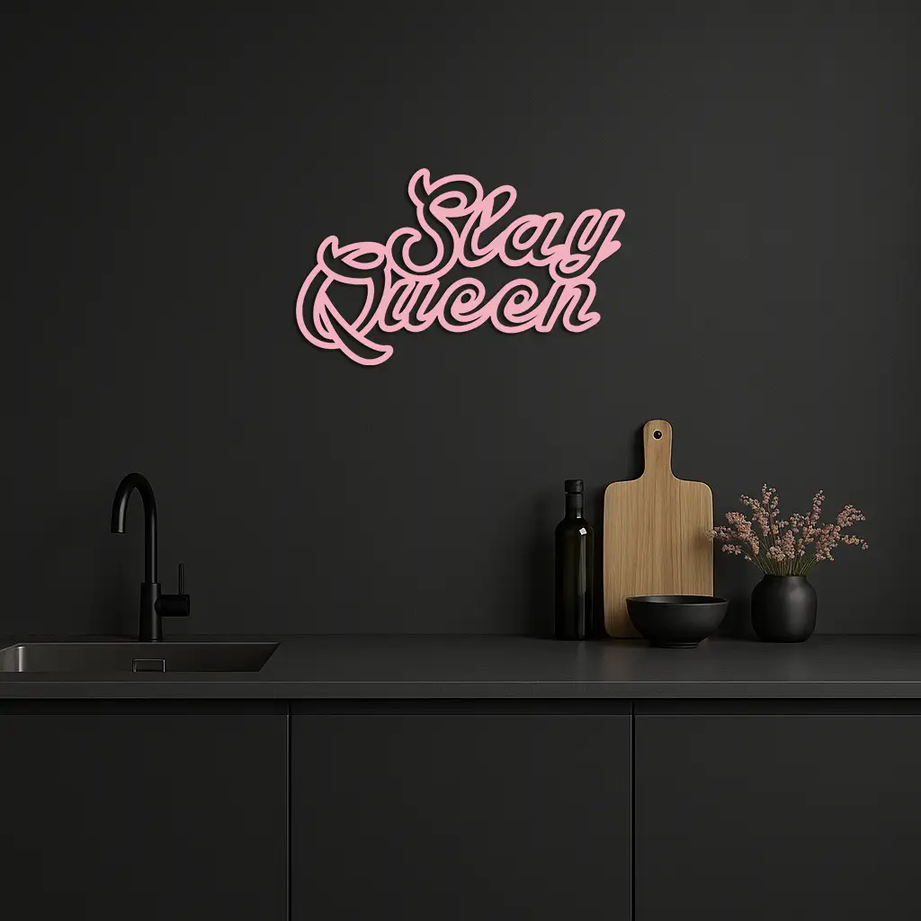 Slay Queen Typography Metal Wall Art – Feminine Empowerment Design - KAFGP106 by Enova Art