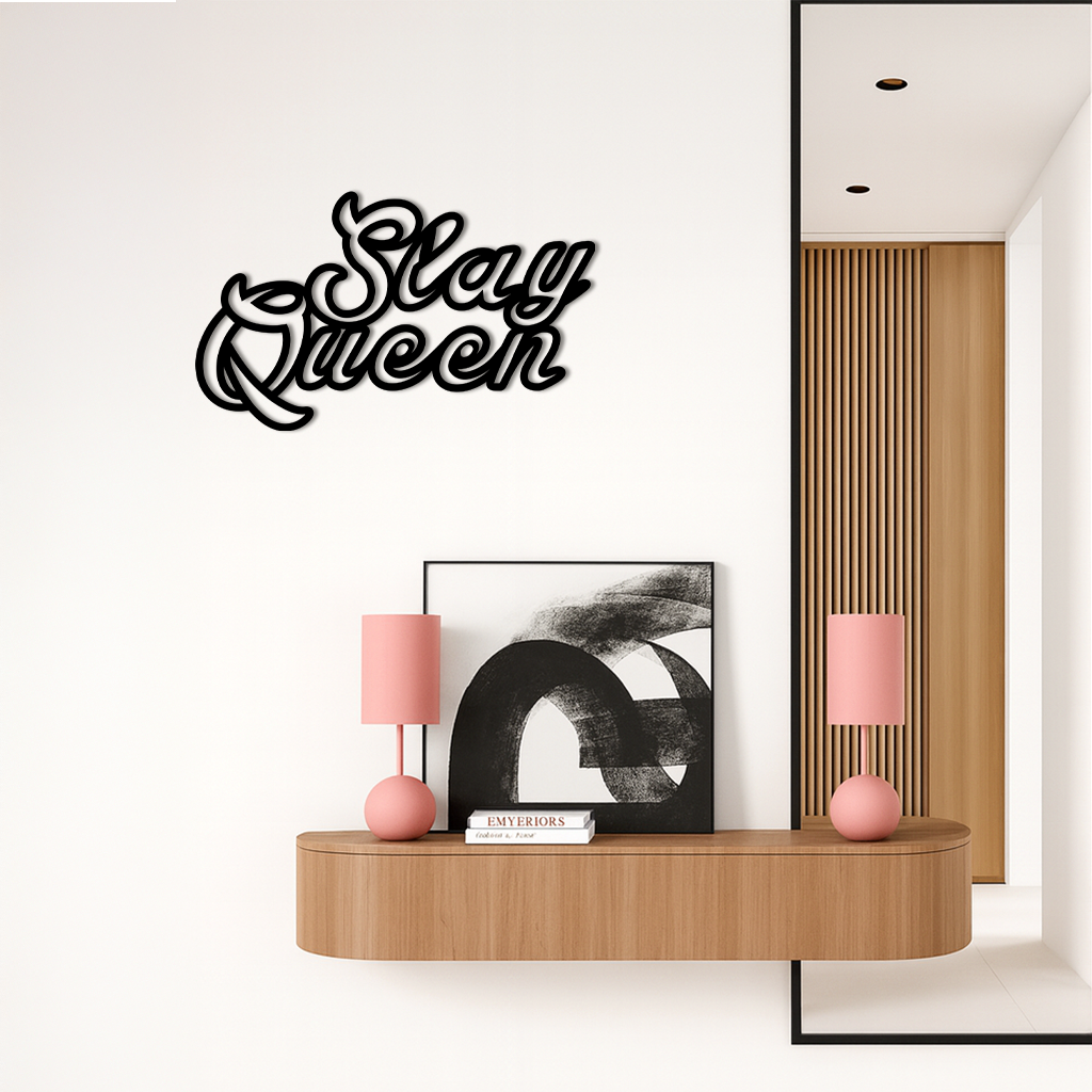 Slay Queen Typography Metal Wall Art – Feminine Empowerment Design - KAFGP106 by Enova Art