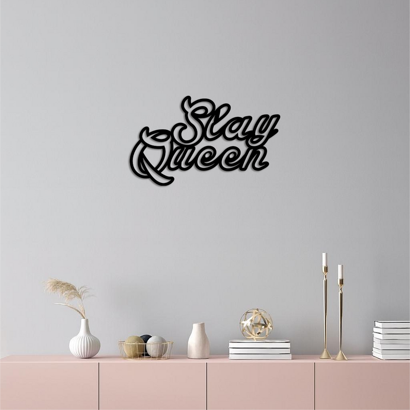 Slay Queen Typography Metal Wall Art – Feminine Empowerment Design - KAFGP106 by Enova Art