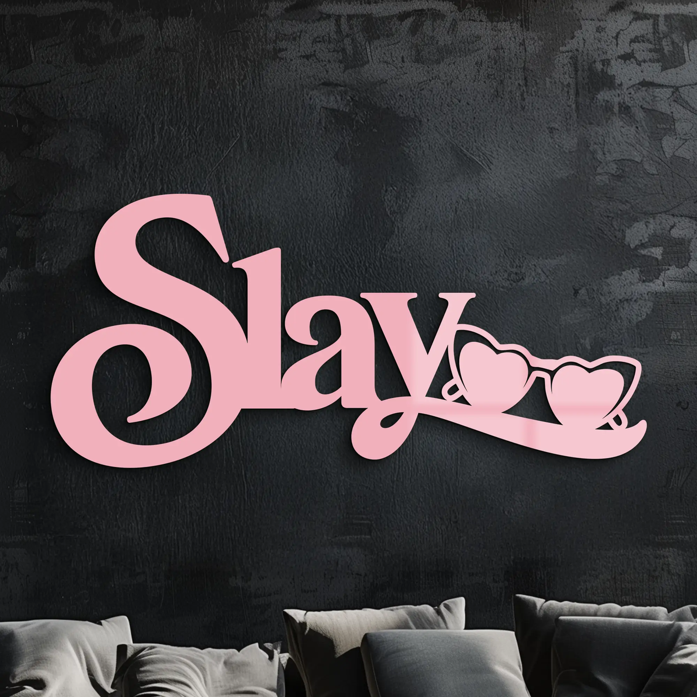 Slay Metal Wall Art – Heart Sunglasses Statement Design - KAFGP107 by Enova Art