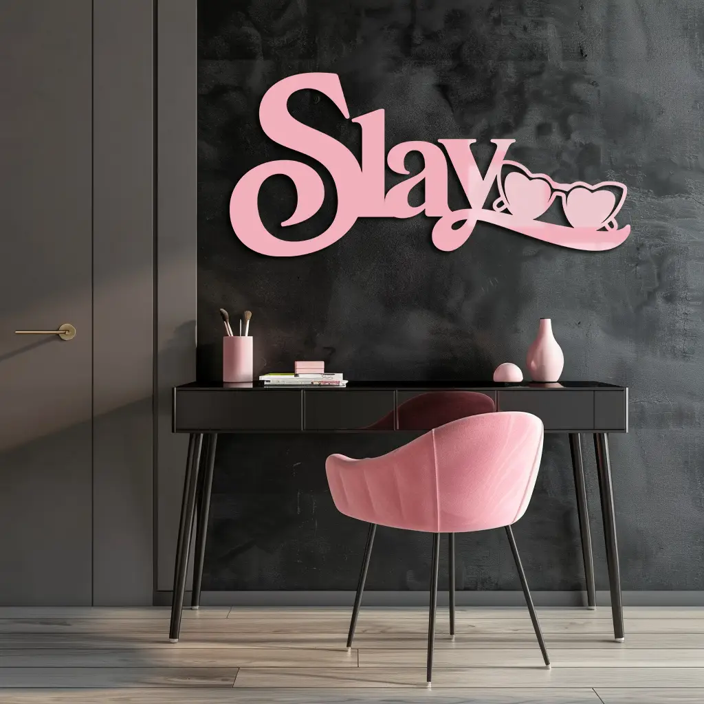 Slay Metal Wall Art – Heart Sunglasses Statement Design - KAFGP107 by Enova Art